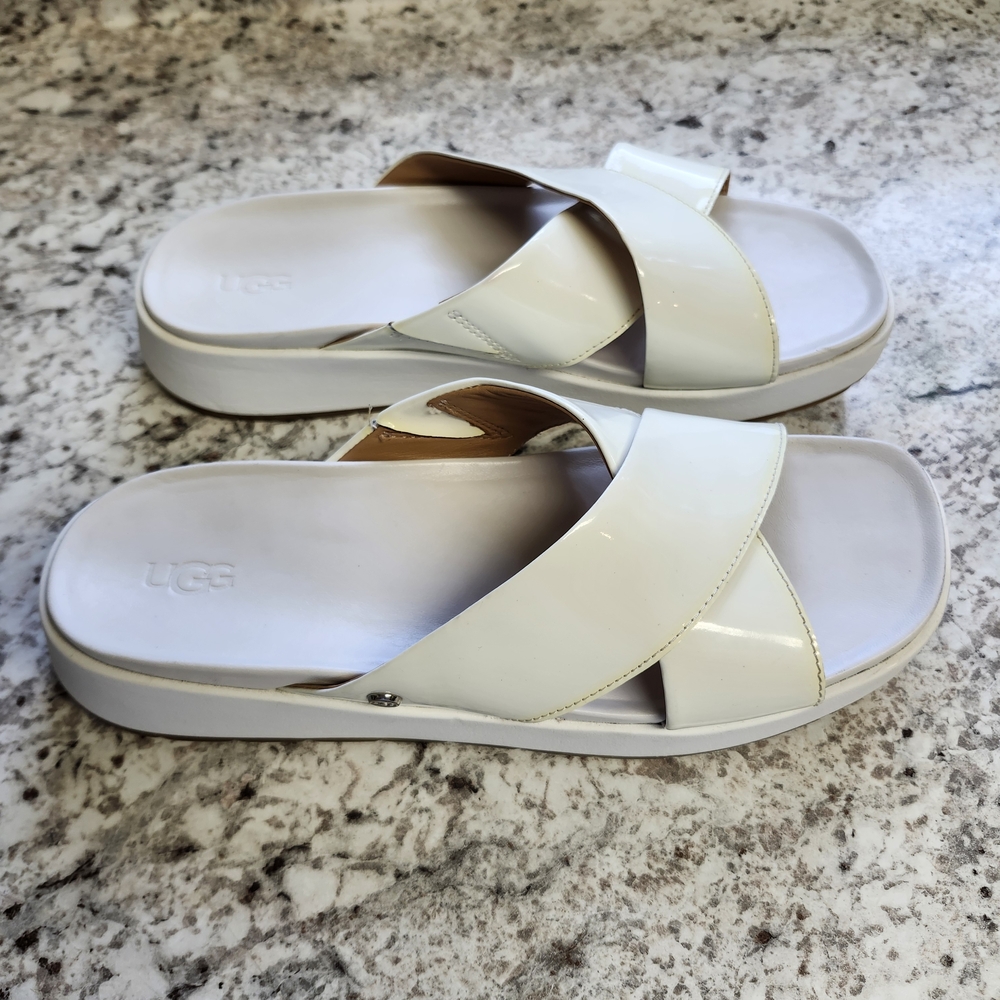 UGG Emily White Slide Sandal Women’s Size 8